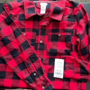 NWT Boy’s Red/Black LS Flannel Shirt sz 6